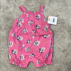 Carter's Vibrant Pink Fish Bubble Romper with bow accent on back